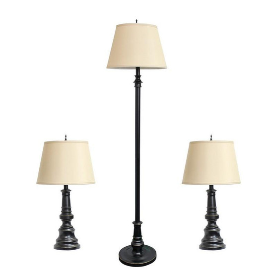 Bronze Lamp Set-3 Pack (2 Table Lamps, 1 Floor Lamps) - "LC1002-RBZ"
