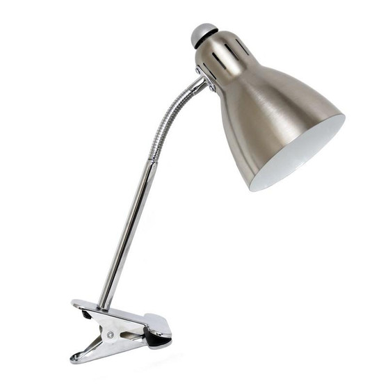 Adjustable Clip Light Desk Lamp, Brushed Nickel - "LD2016-BSN"