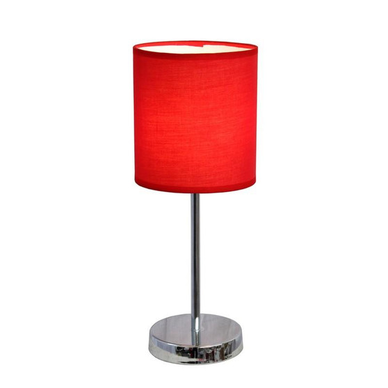 Chrome Mini Basic Table Lamp With Fabric Shade - "LT2007-RED"