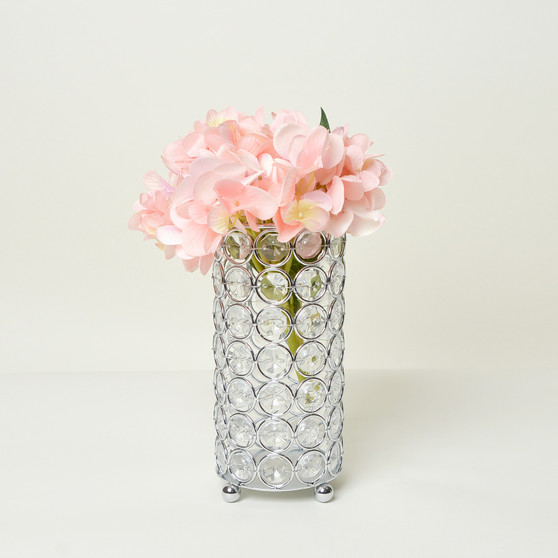 Elegant Designs Elipse Crystal Decorative Flower Vase, Candle Holder, Wedding Centerpiece, 6.75 Inch, Chrome "HG1002-CHR"