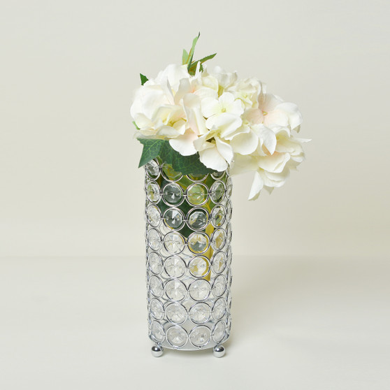 Elegant Designs Elipse Crystal Decorative Flower Vase, Candle Holder, Wedding Centerpiece, 7.75 Inch, Chrome "HG1003-CHR"