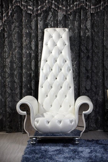 Divani Casa Luxe - Neo-Classical Pearl White Italian Leather Tall Chair VGKND6032