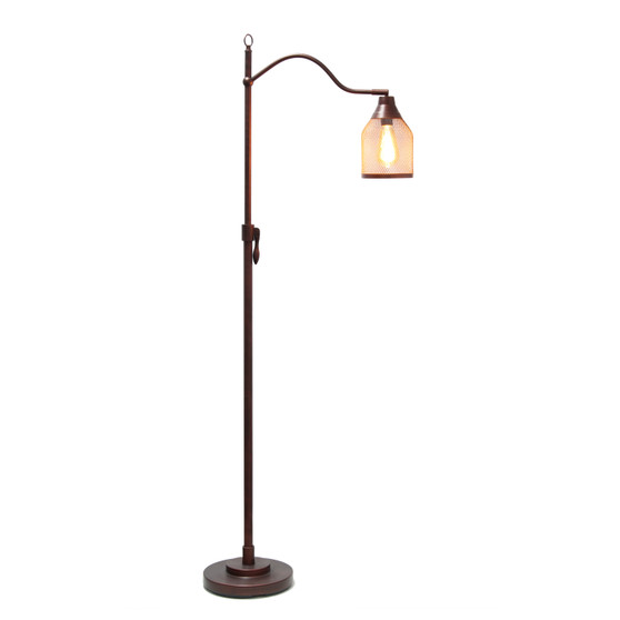 Lalia Home Vintage Arched 1 Light Floor Lamp With Iron Mesh Shade, Red Bronze "LHF-5020-RB"