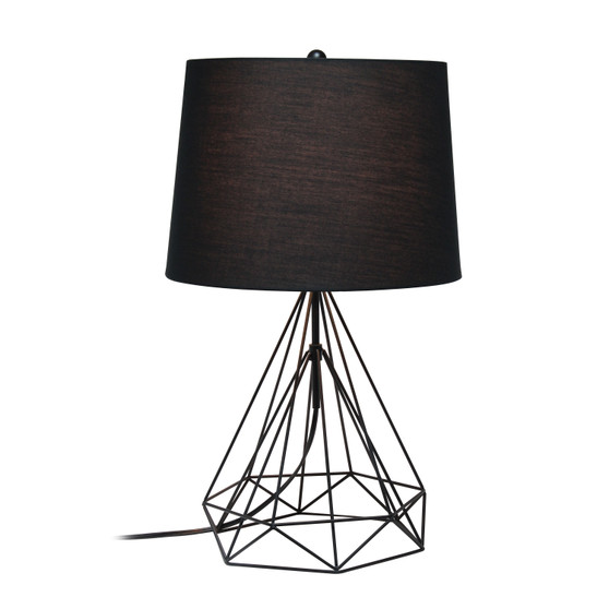 Lalia Home Geometric Black Matte Wired Table Lamp With Fabric Shade "LHT-5024-BK"