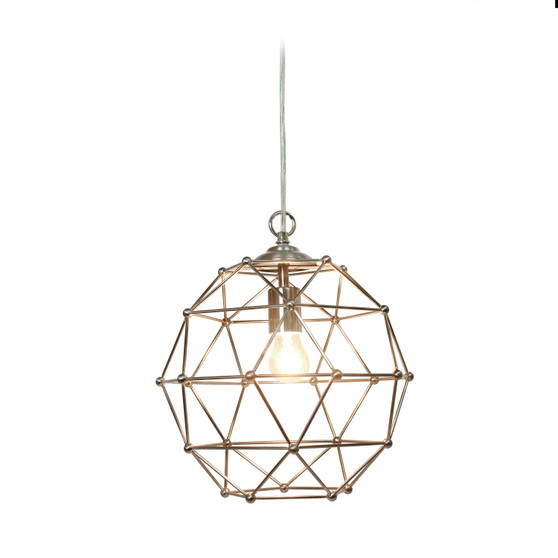Elegant Designs 1 Light Hexagon Industrial Rustic Pendant Light, Brushed Nickel "PT1006-BSN"