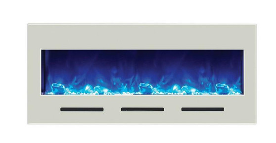 50" Electric Fireplace W/White Glass Surround-No Mood Light "BI-50-FLUSHMT-WHTGLS"