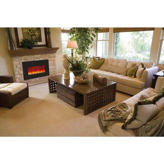 Medium Insert Electric Fireplace With Black Glass Surround "INS-30-4026"