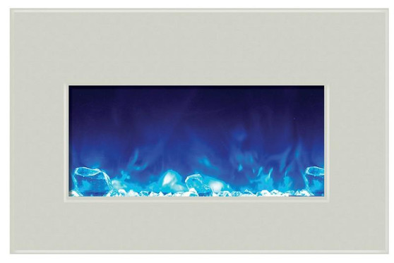 Medium Insert Electric Fireplace W/White Glass Surround "INSERT-30-4026-WHTGLS"