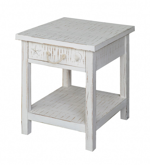 Seaside White Coastal End Table "CVFZR1521"