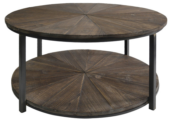 Jackson Round Metal And Rustic Wood Cocktail Table "CVFZR1697"