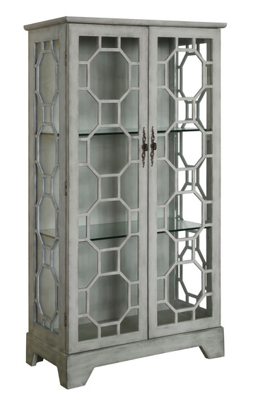 Evelyn 2 Door Glass Curio With Fretwork "CVFZR1836"