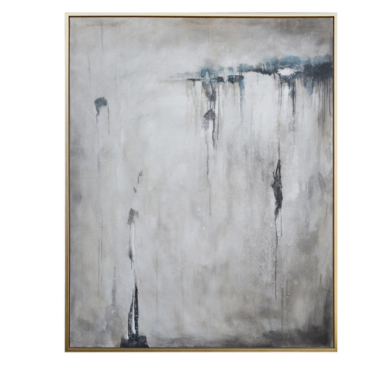 Emerson Emerson 48 X 60" Textured Gray Scale Abstract Painting With Champagne Gallery Frame "CVBZWF077"