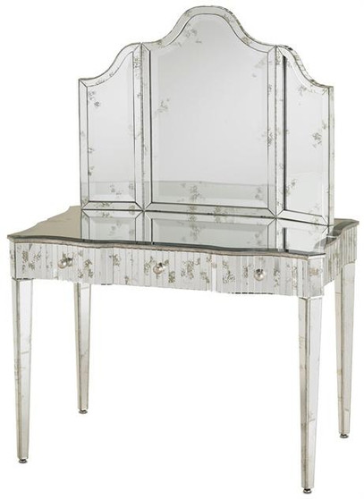 Gilda Vanity Mirror In Granello Silver/Antique "1300"