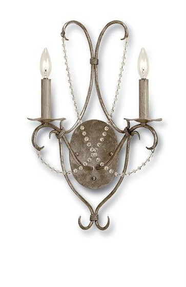 And Company Silver / Pewter Crystal Lights Wall Sconce "5980"