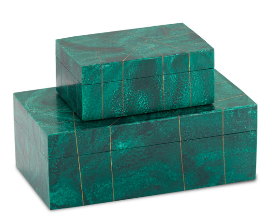Malachite Trompe L'Oeil Boxes Set Of 2 "1200-0373"