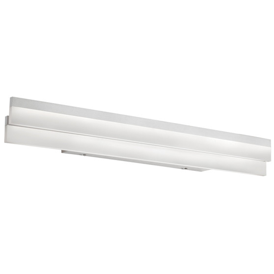 Flat Led Vanity Fixture, Silver/Polished Chrome, Frosted White Diffuser "KEP-36FW-SV"