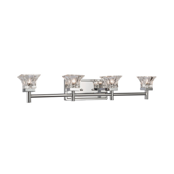 4 Light Halogen Vanity, Polished Chrome Finish With Clear Glass "V144-4W-PC"
