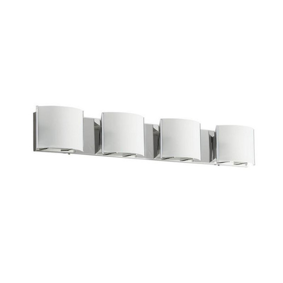 4 Light Vanity With Frosted White Glass, Polished Chrome Finish "V62-4W-PC"