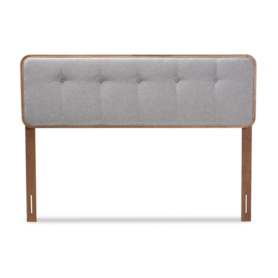 Palina Mid-Century Modern Light Grey Fabric Upholstered Walnut Brown Finished Wood Queen Size Headboard MG3000PC-Light Grey/Ash Walnut-HB-Queen By Baxton Studio