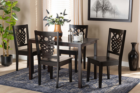 Luisa Modern and Contemporary Transitional Dark Brown Finished Wood 5-Piece Dining Set Luisa-Dark Brown-5PC Dining Set By Baxton Studio