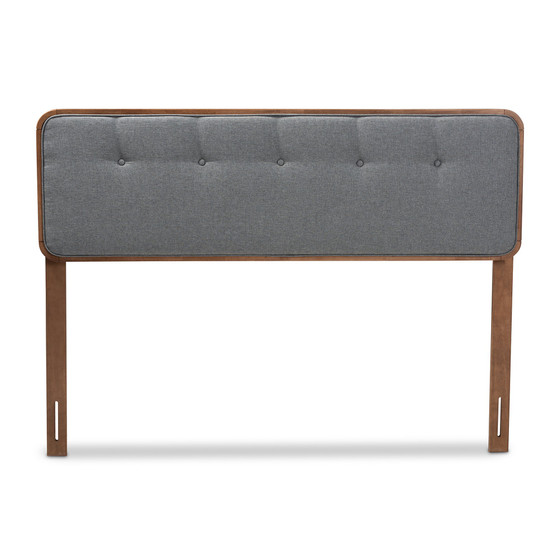 Palina Mid-Century Modern Dark Grey Fabric Upholstered Walnut Brown Finished Wood Queen Size Headboard MG3000PC-Dark Grey/Ash Walnut-HB-Queen By Baxton Studio