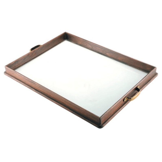 Wood And Glass Tray "00219"