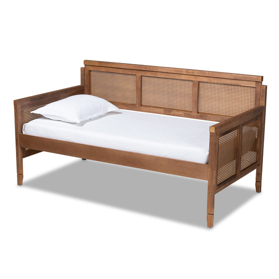 Toveli Vintage French Inspired Ash Wanut Finished Wood And Synthetic Rattan Daybed MG0015-Ash Walnut Rattan-Daybed By Baxton Studio