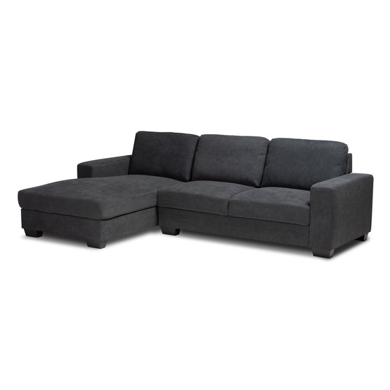 Nevin Modern And Contemporary Dark Grey Fabric Upholstered Sectional Sofa With Left Facing Chaise J099S-Dark Grey-LFC By Baxton Studio