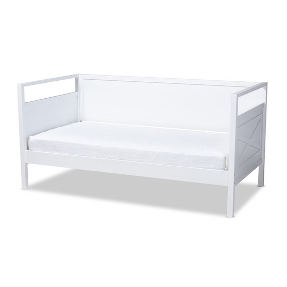 Cintia Cottage Farmhouse White Finished Wood Twin Size Daybed Cintia-White-Daybed By Baxton Studio