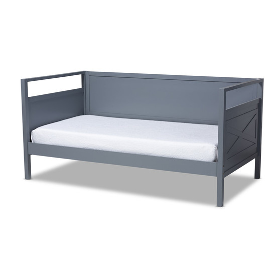 Cintia Cottage Farmhouse Grey Finished Wood Twin Size Daybed Cintia-Grey-Daybed By Baxton Studio