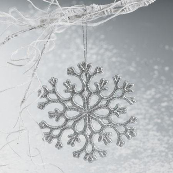 Silver Gliter Round Snow Flake Ornament (Pack Of 12) "605539"
