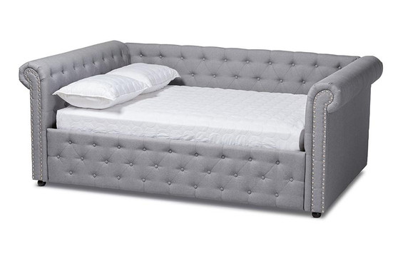 Mabelle Modern And Contemporary Gray Fabric Upholstered Full Size Daybed Ashley-Grey-Daybed-Full By Baxton Studio