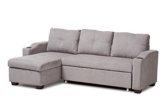 Light Grey Fabric Upholstered Sectional Sofa R8068-Light Grey-Rev-SF By Baxton Studio