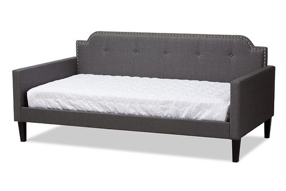 Grey Fabric Upholstered Twin Size Sofa Daybed Packer-Grey-Daybed By Baxton Studio