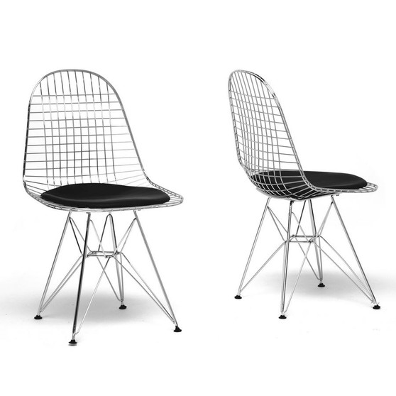 Avery Wire Chair With Black Cushion - (Set Of 2) DC-106-black cushion-DC By Baxton Studio