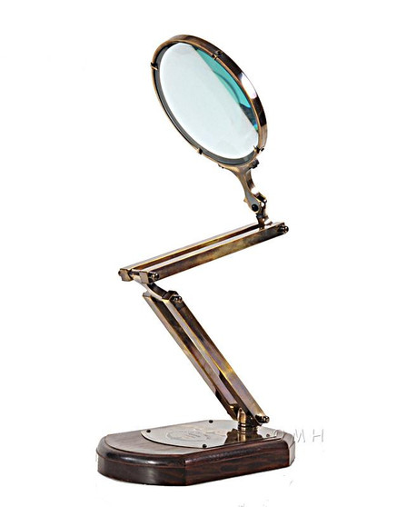 Brass Big Magnifier Glass With Wooden Base "AK013"