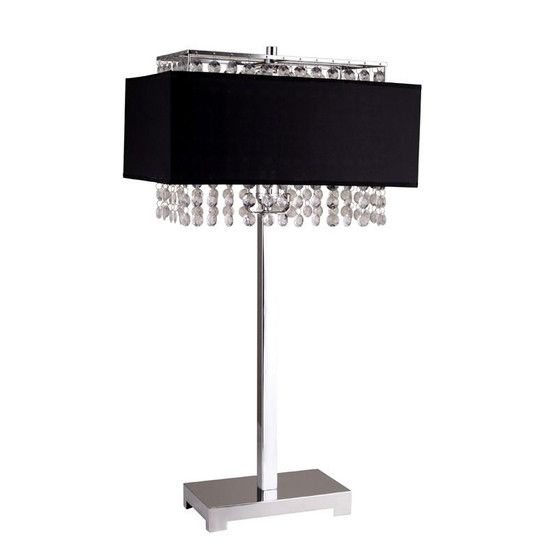 28 Inch Black Square Crystal Table "733"