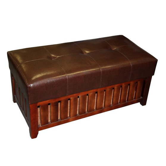 Brown Cushion Storage Wooden Bench "HB4152"