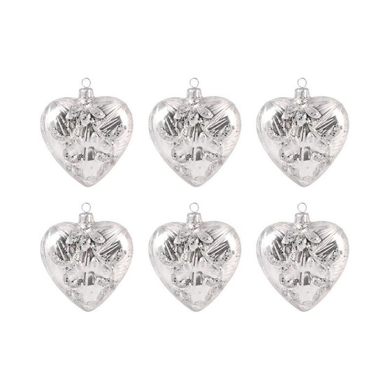 Heart Silver Ornaments - Set Of 6 "519574/S6"