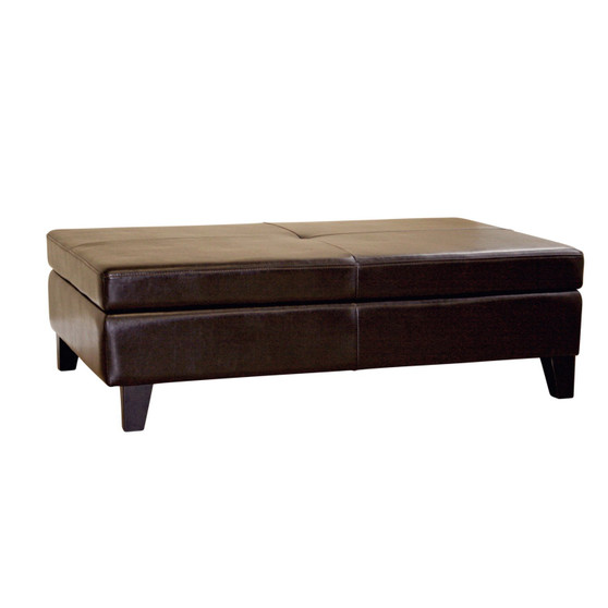 Dark Brown Leather Storage Cocktail Ottoman Y-192-001-dark brown By Baxton Studio