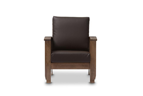 Charlotte Brown Leather Lounge Chair SW3513-Dark Brown/Walnut-M17-CC By Baxton Studio