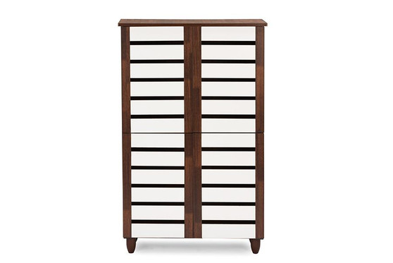 Gisela 2-Tone Shoe Cabinet With 4-Door SC865514-Dirty Oak/White By Baxton Studio