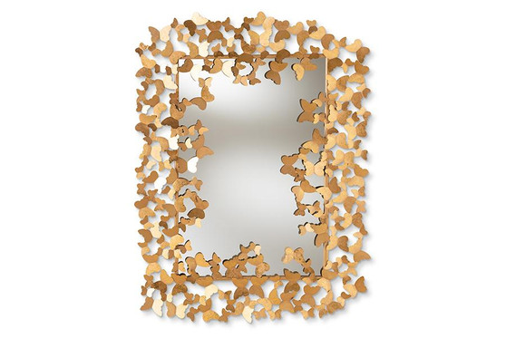 Antique Gold Finished Butterfly Accent Wall Mirror RXW-6160 By Baxton Studio