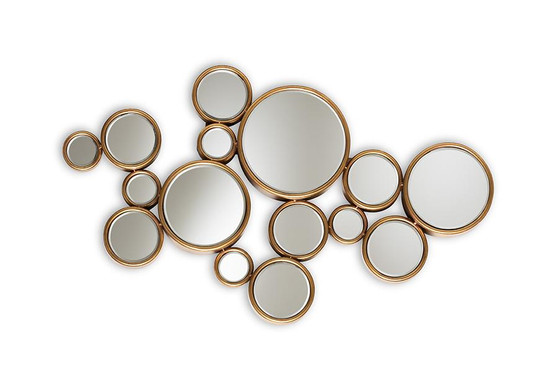 Antique Gold Finished Bubble Accent Wall Mirror RXW-5404 By Baxton Studio