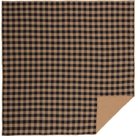 Black Check Queen Quilt Coverlet 90Wx90L "42372"