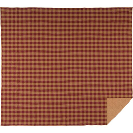 Burgundy Check Luxury King Quilt Coverlet 120Wx105L "42377"