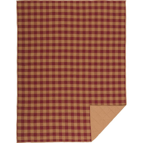 Burgundy Check Twin Quilt Coverlet 68Wx86L "42379"