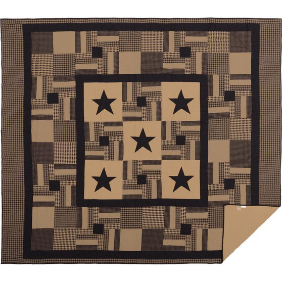 Black Check Star Luxury King Quilt 120Wx105L "45577"