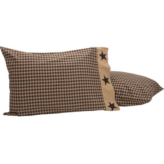 Black Check Star Standard Pillow Case Set Of 2 21X30 "45587"