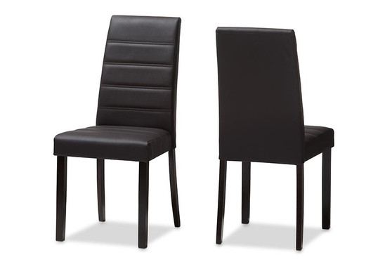 Brown Faux Leather Upholstered Dining Chair (Set Of 2) LW22-Brown-DC By Baxton Studio